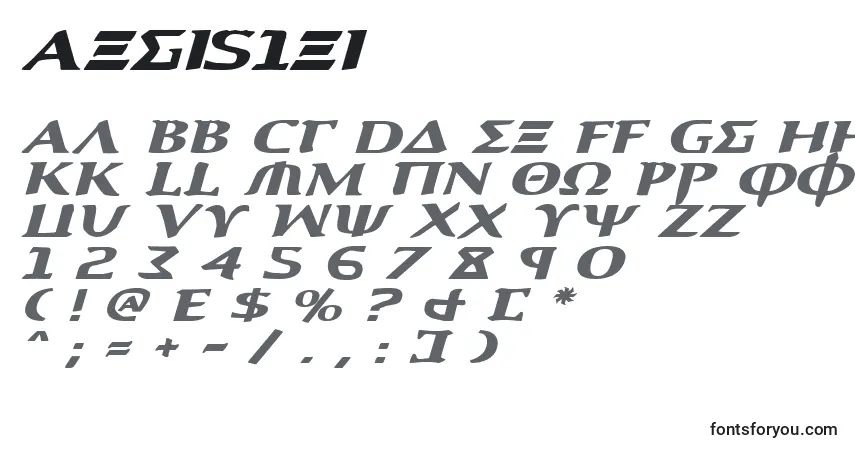 Czcionka Aegis1ei – alfabet, cyfry, specjalne znaki