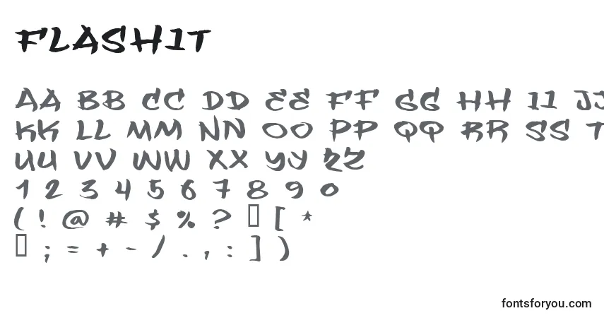 Czcionka Flashit – alfabet, cyfry, specjalne znaki