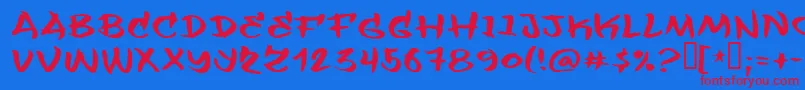 Flashit-Schriftart – Rote Schriften auf blauem Hintergrund