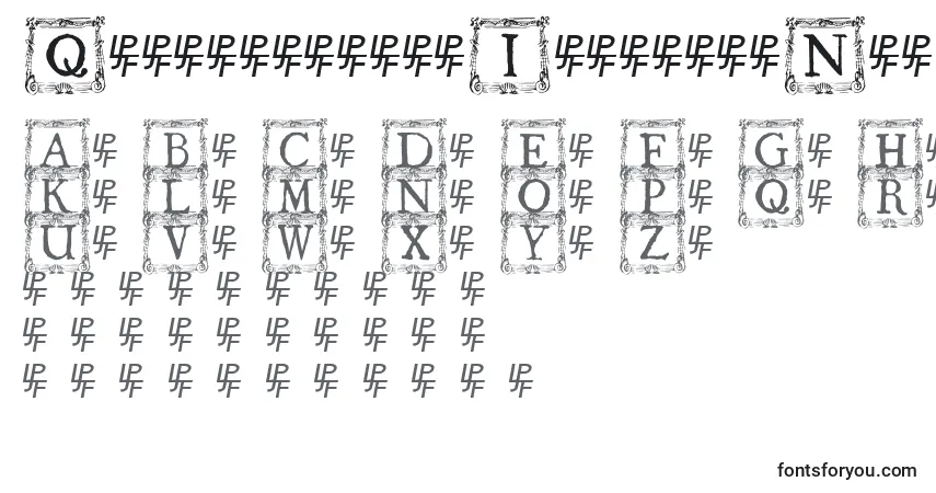 Шрифт QuanauticaleInitialsNo3 – алфавит, цифры, специальные символы