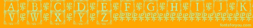 QuanauticaleInitialsNo3 Font – Green Fonts on Orange Background