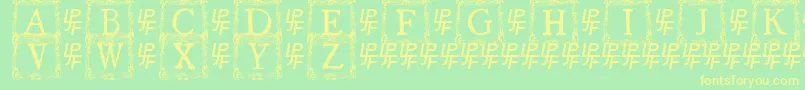QuanauticaleInitialsNo3 Font – Yellow Fonts on Green Background