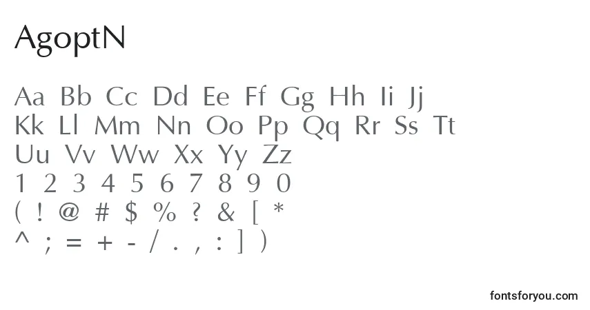 Schriftart AgoptN – Alphabet, Zahlen, spezielle Symbole