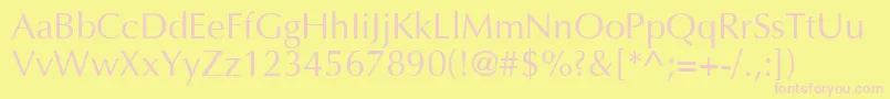 AgoptN-fontti – vaaleanpunaiset fontit keltaisella taustalla