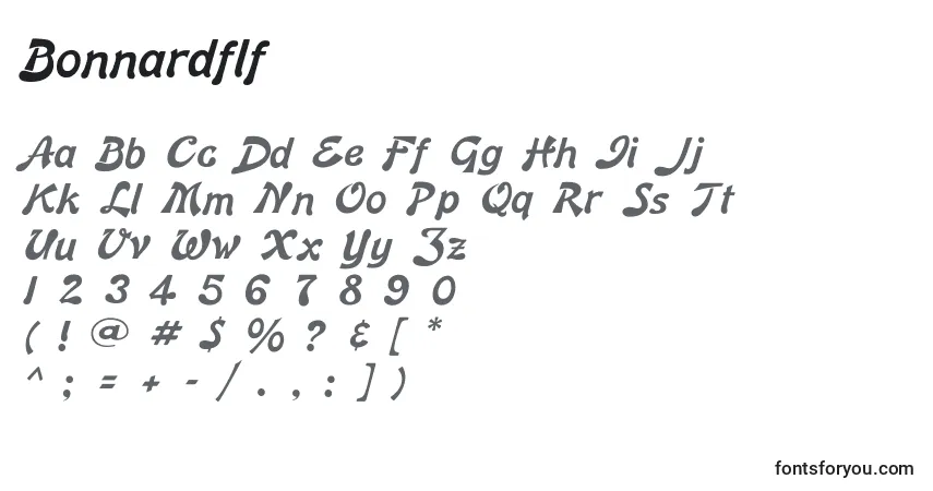 Schriftart Bonnardflf – Alphabet, Zahlen, spezielle Symbole