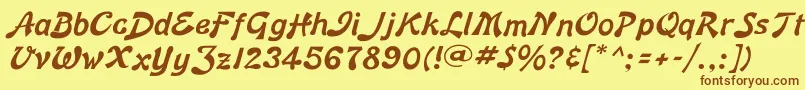 フォントBonnardflf – 茶色の文字が黄色の背景にあります。