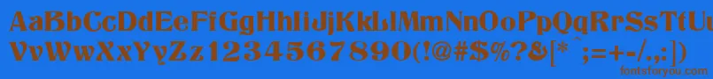 フォントTitania – 茶色の文字が青い背景にあります。
