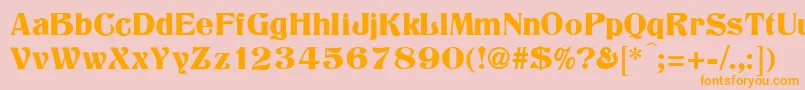 フォントTitania – オレンジの文字がピンクの背景にあります。
