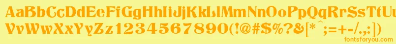 フォントTitania – オレンジの文字が黄色の背景にあります。