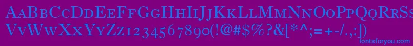 PartitionOldstyleSsiSmallCaps Font – Blue Fonts on Purple Background