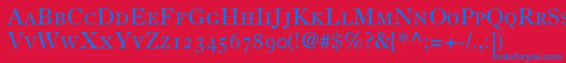 Fonte PartitionOldstyleSsiSmallCaps – fontes azuis em um fundo vermelho