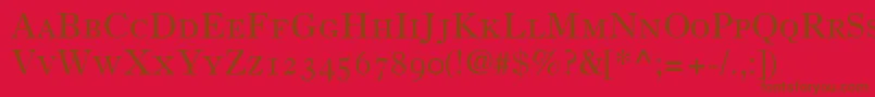 PartitionOldstyleSsiSmallCaps Font – Brown Fonts on Red Background