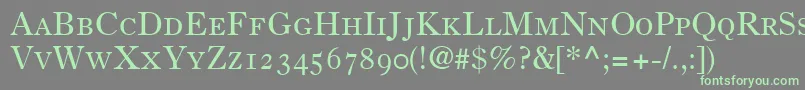 フォントPartitionOldstyleSsiSmallCaps – 灰色の背景に緑のフォント
