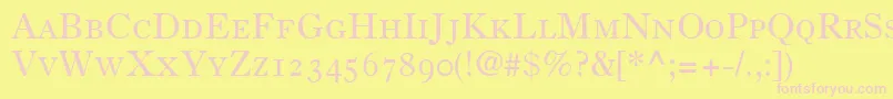 PartitionOldstyleSsiSmallCaps-Schriftart – Rosa Schriften auf gelbem Hintergrund
