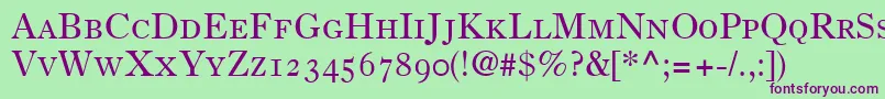 Шрифт PartitionOldstyleSsiSmallCaps – фиолетовые шрифты на зелёном фоне