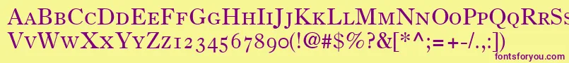 PartitionOldstyleSsiSmallCaps Font – Purple Fonts on Yellow Background