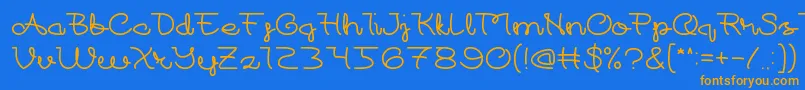 フォントAt – オレンジ色の文字が青い背景にあります。
