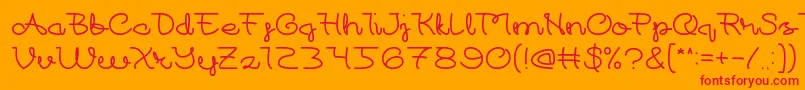 At-Schriftart – Rote Schriften auf orangefarbenem Hintergrund