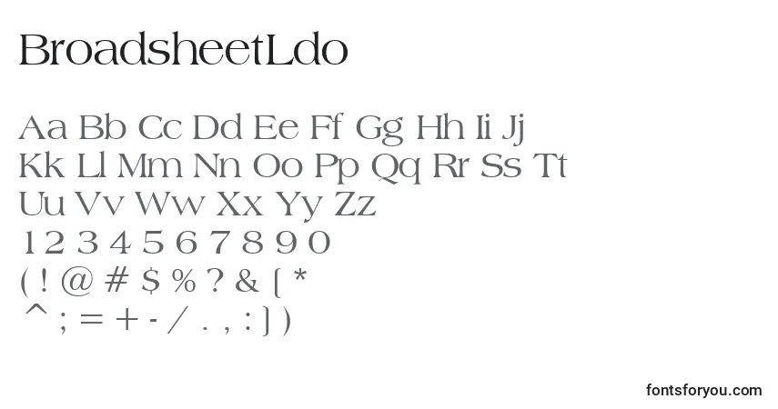 A fonte BroadsheetLdo – alfabeto, números, caracteres especiais