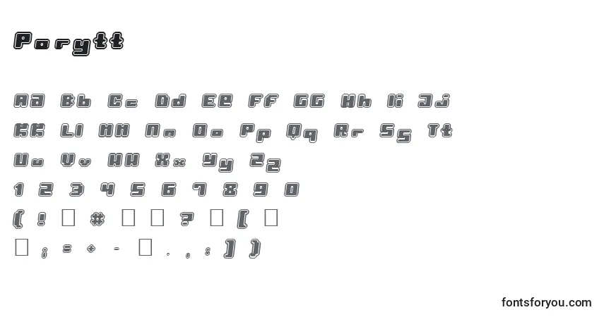 Schriftart Porytt – Alphabet, Zahlen, spezielle Symbole