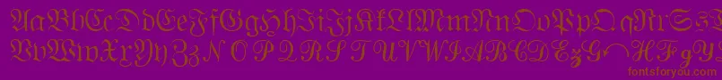 QuantapisixsskRegular-Schriftart – Braune Schriften auf violettem Hintergrund