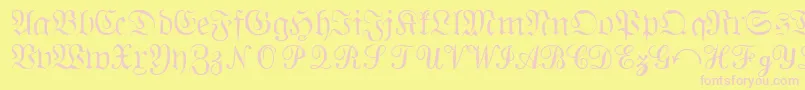 フォントQuantapisixsskRegular – ピンクのフォント、黄色の背景