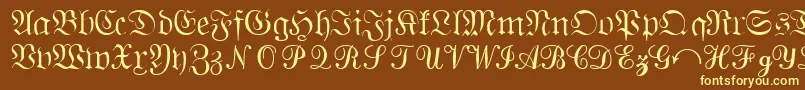 QuantapisixsskRegular-fontti – keltaiset fontit ruskealla taustalla