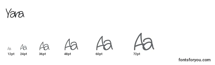 Размеры шрифта Yana