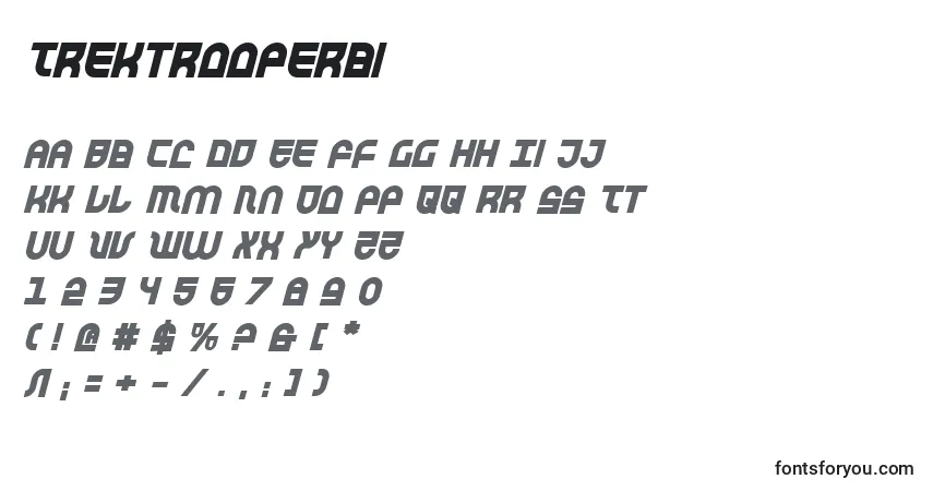 A fonte Trektrooperbi – alfabeto, números, caracteres especiais