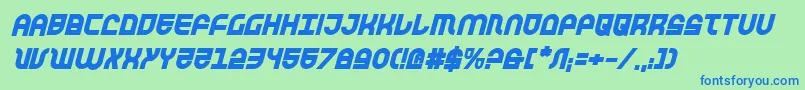 Trektrooperbi-Schriftart – Blaue Schriften auf grünem Hintergrund