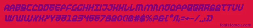 フォントTrektrooperbi – 赤い背景に紫のフォント