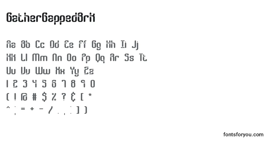 Czcionka GatherGappedBrk – alfabet, cyfry, specjalne znaki