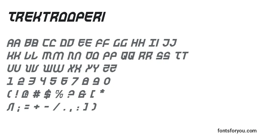 A fonte Trektrooperi – alfabeto, números, caracteres especiais