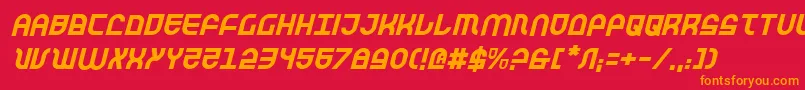 フォントTrektrooperi – 赤い背景にオレンジの文字