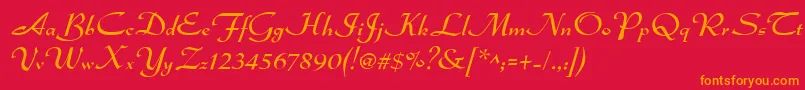 フォントDsadmiral – 赤い背景にオレンジの文字