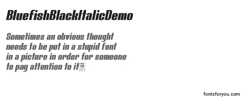 Review of the BluefishBlackItalicDemo Font