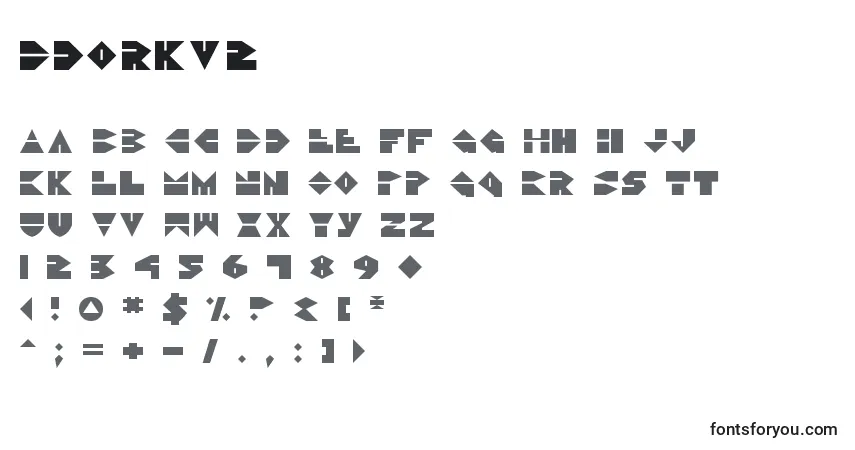 A fonte Ddorkv2 – alfabeto, números, caracteres especiais