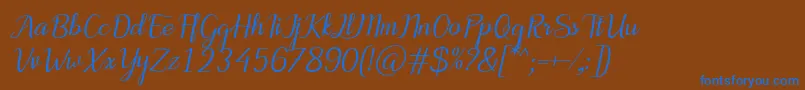 MotiraItalic Font – Blue Fonts on Brown Background