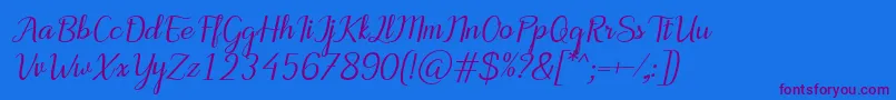 MotiraItalic-Schriftart – Violette Schriften auf blauem Hintergrund