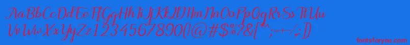 Weitere Informationen zur MotiraItalic-Schriftart MotiraItalic-Schriftart – Rote Schriften auf blauem Hintergrund