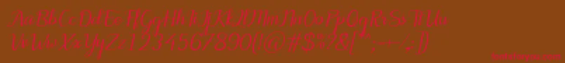 MotiraItalic Font – Red Fonts on Brown Background