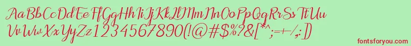 MotiraItalic Font – Red Fonts on Green Background