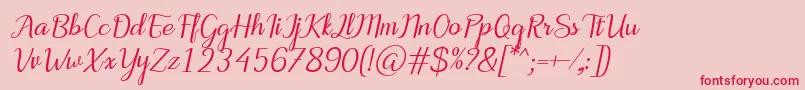 MotiraItalic-Schriftart – Rote Schriften auf rosa Hintergrund