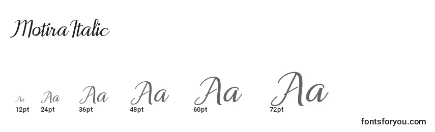 MotiraItalic Font Sizes