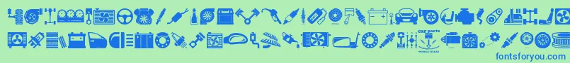 CarParts Font – Blue Fonts on Green Background