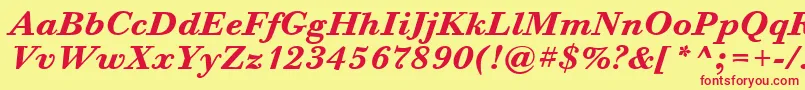 フォントBodoniSixItcTtBolditalic – 赤い文字の黄色い背景
