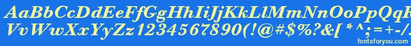 BodoniSixItcTtBolditalic Font – Yellow Fonts on Blue Background