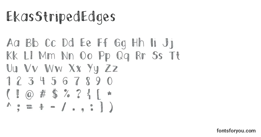 Czcionka EkasStripedEdges – alfabet, cyfry, specjalne znaki