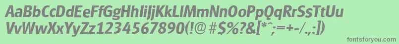 GlasgowserialBolditalic-fontti – harmaat kirjasimet vihreällä taustalla