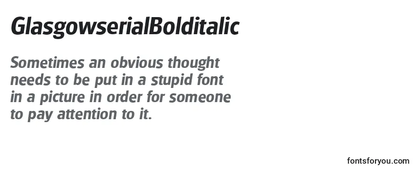 Review of the GlasgowserialBolditalic Font
